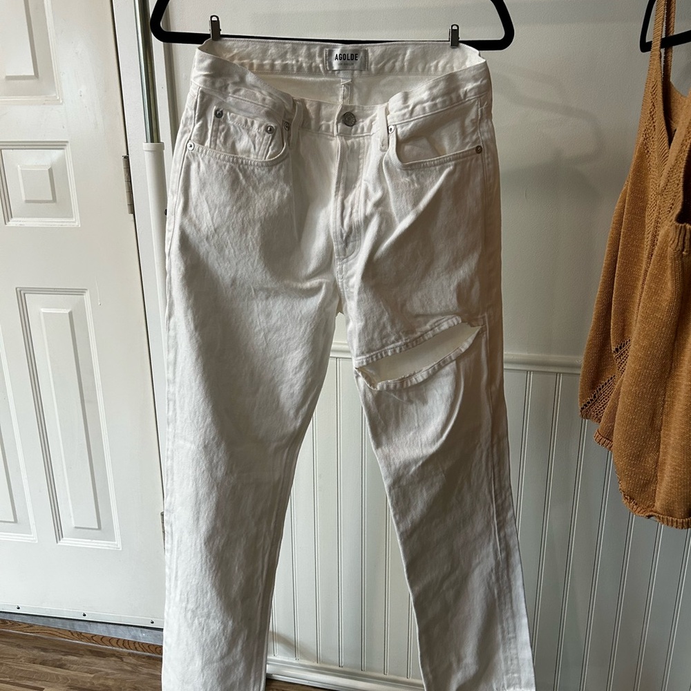 Agolde White Distressed Women Jeans